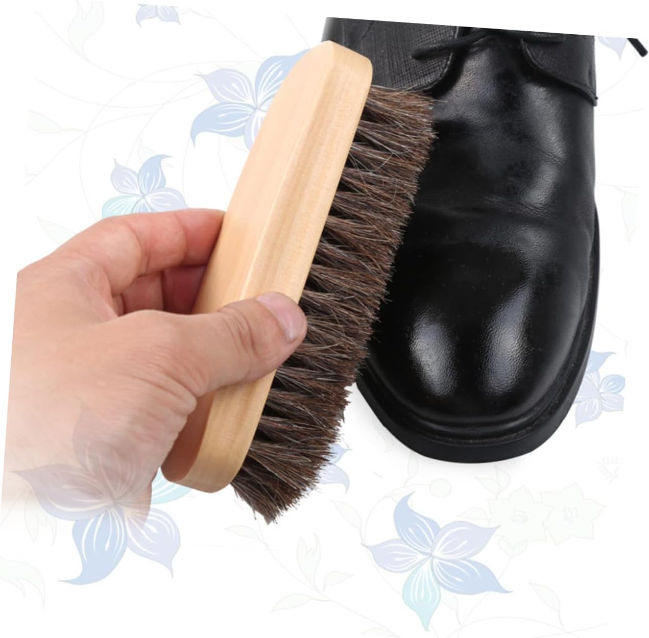 ROMISBABA 1PC Horsehair Shoe Brush with Handle Professional Boot Cleaning Tool for Home and Shop Sturdy Efficient Buffing and High Shine Finish Essential for Shoe Care
