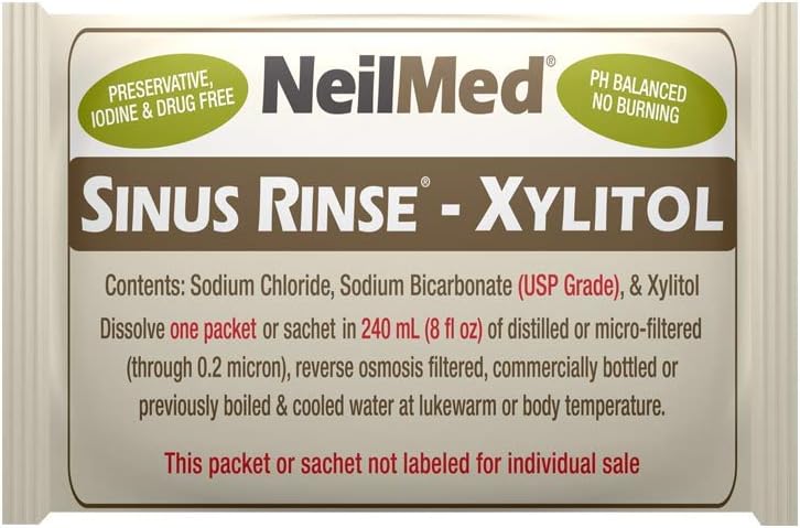 NeilMed Sinus Rinse Kit with Xylitol, 50 Count (Pack of 1)