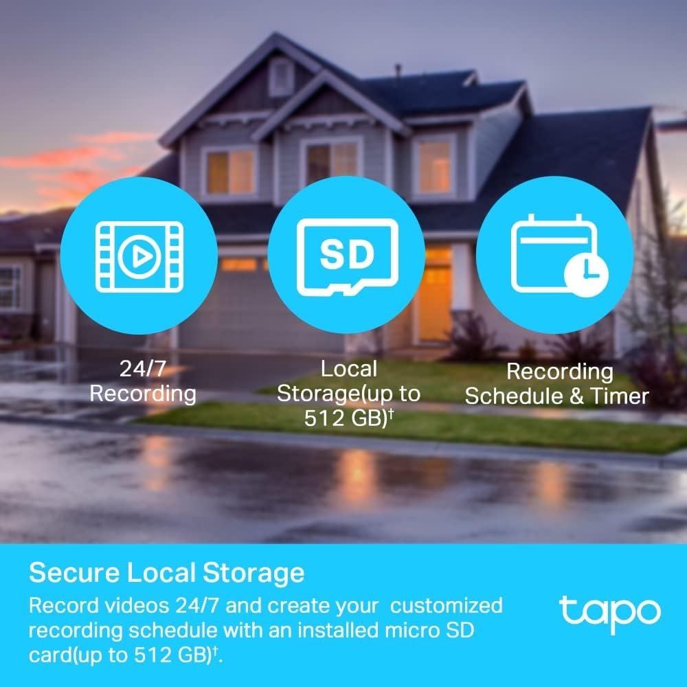 TP-Link Tapo Pan/Tilt Outdoor Home Security WiFi Camera, Wireless, 1080p, 360°, IP65, Night Vision, Sound Alarm, Two-Way Audio, Smart Person & Motion Detection, Privacy Mode, SD Card Slot (Tapo C500)
