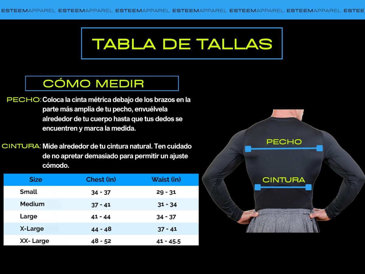 Esteem Apparel Core Tight Pro Men's Long Sleeve Compression Shirt Athletic Base Layer for Performance Workouts