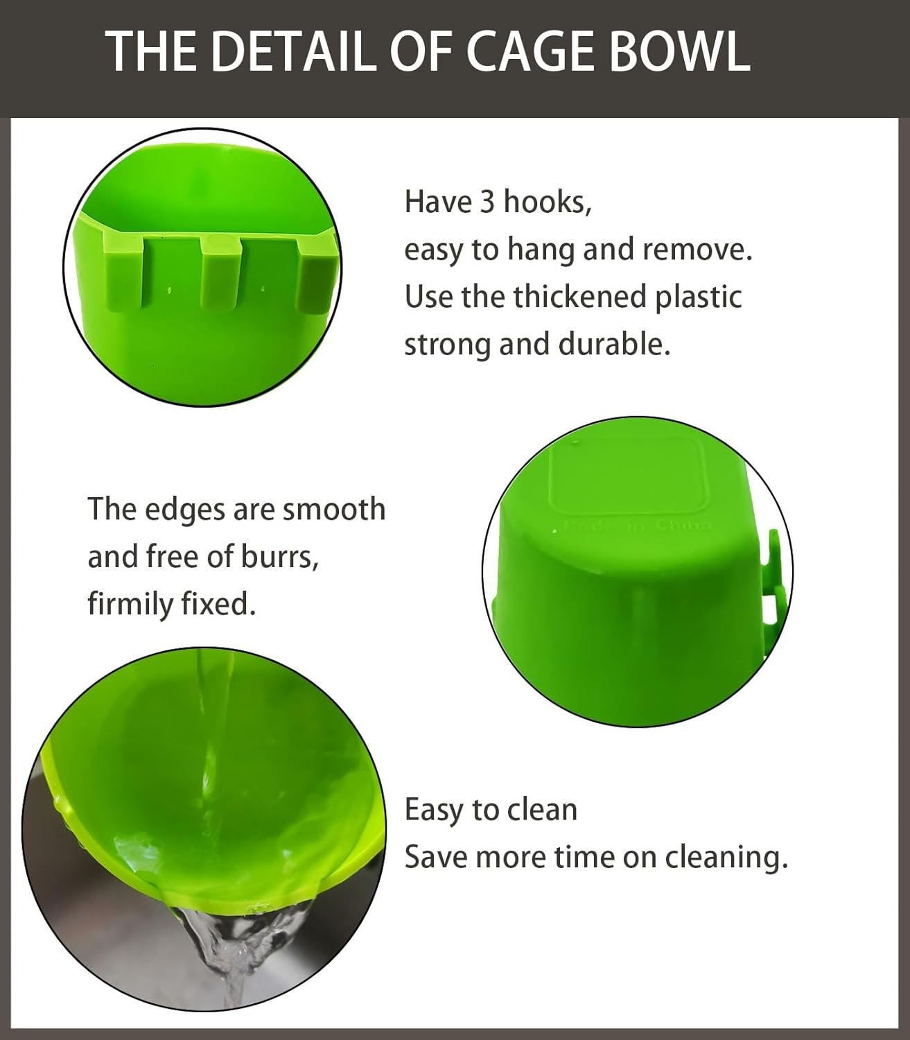 ORIBUKI 10 Pack Cage Cups Birds Feeders Seed Bowl Chicken Feeding Watering Dish Rabbit Water Food Hanging Wire Cages Box 8oz Coop Cups for Pet Parrot Parakeet Gamefowl Poultry Pigeon (Green)
