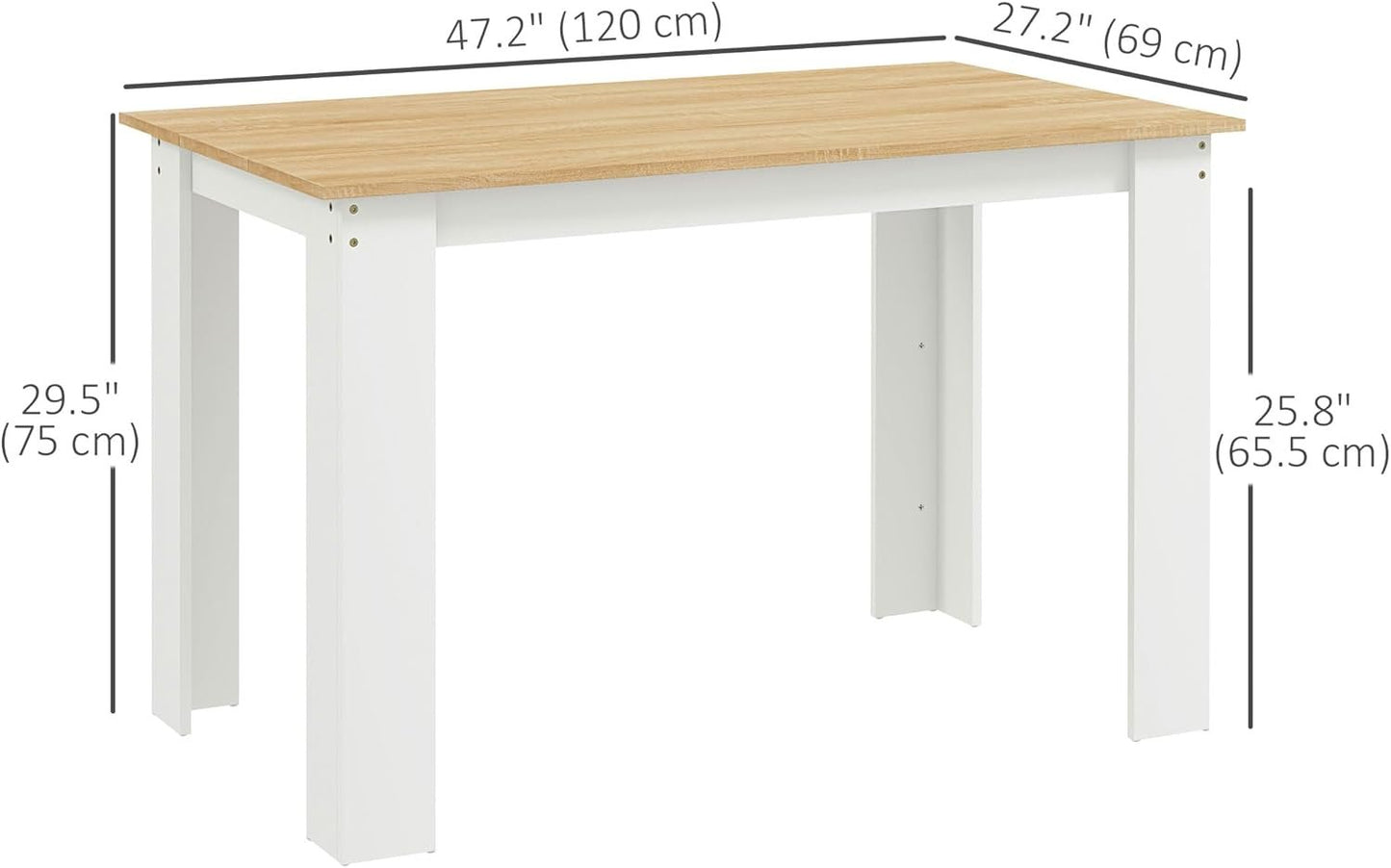 HOMCOM Modern Dining Table for 4-6 People, Kitchen Table with Veneered Tabletop for Dining Room, Living Room, Oak