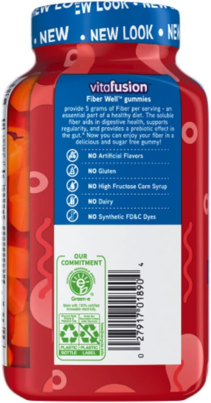 Vitafusion Fibre Well Adult Supplement Gummies, 10g of Fibre, 90 Count (22-day supply), Packaging may vary.