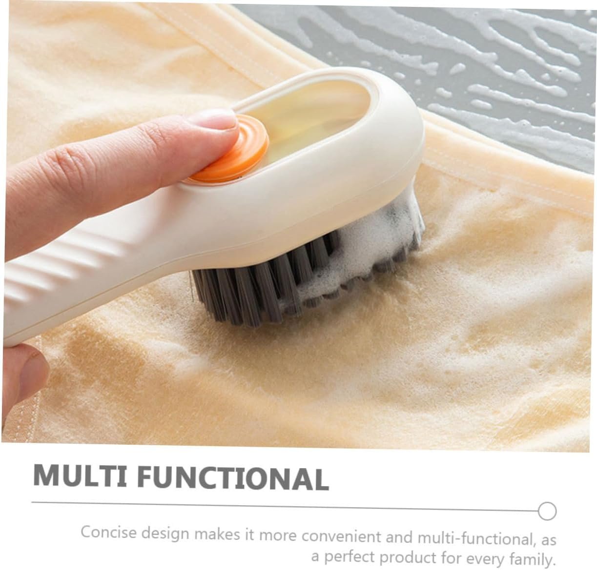 FOMIYES 2sets Multi-use Cleaning Brush Set Laundry Tile Shoe Brush Soap Dispenser Storage Plastic Soft Bristles Home Cleaning Essential 2pcs*2