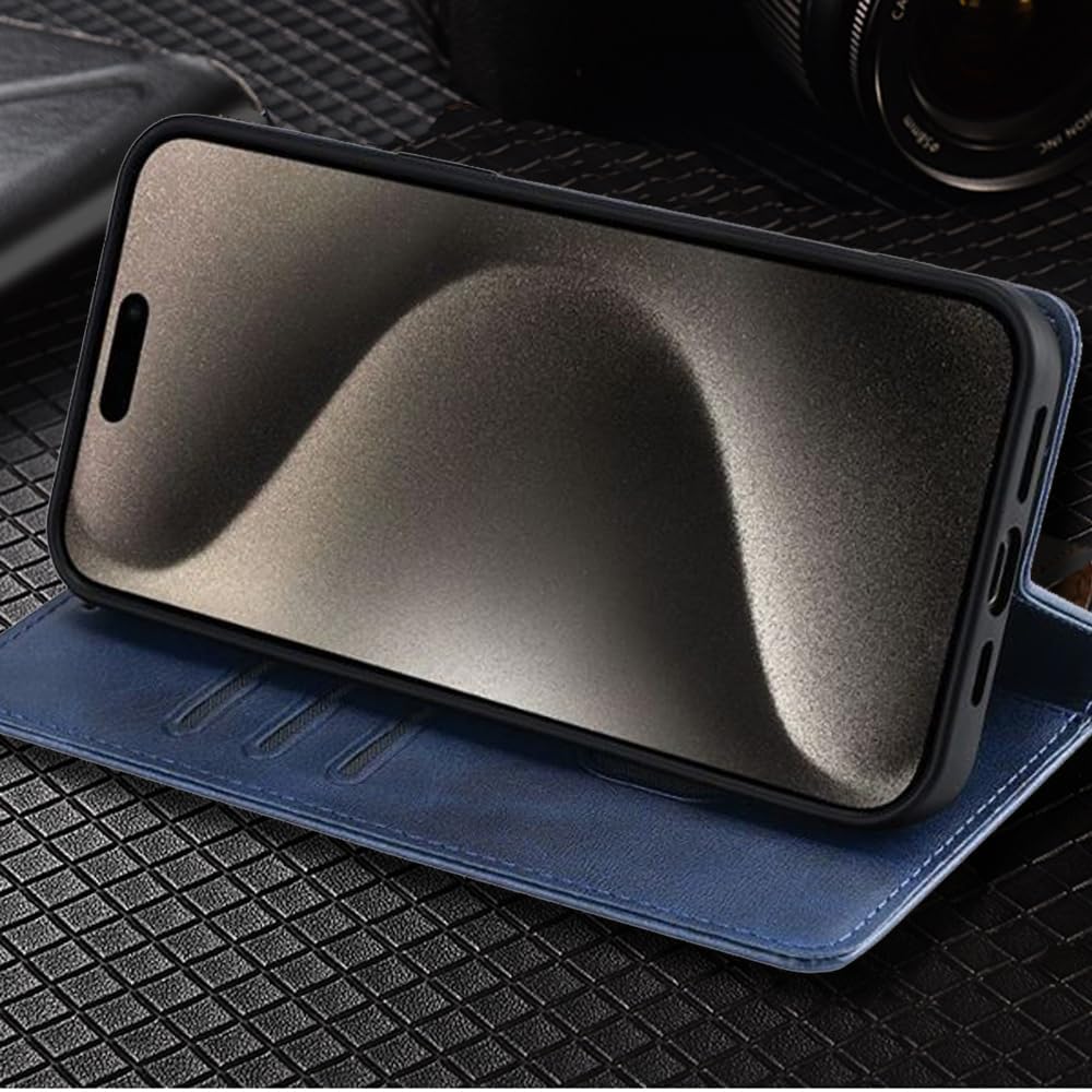 FORZARMOR Wallet Cover for Oppo Reno 13 Pro 5G (6.83 Inch) Case, PU Leather Pockets Shockproof Magnetic Flip Card Holder (for Reno 13 Pro 5G,Blue)
