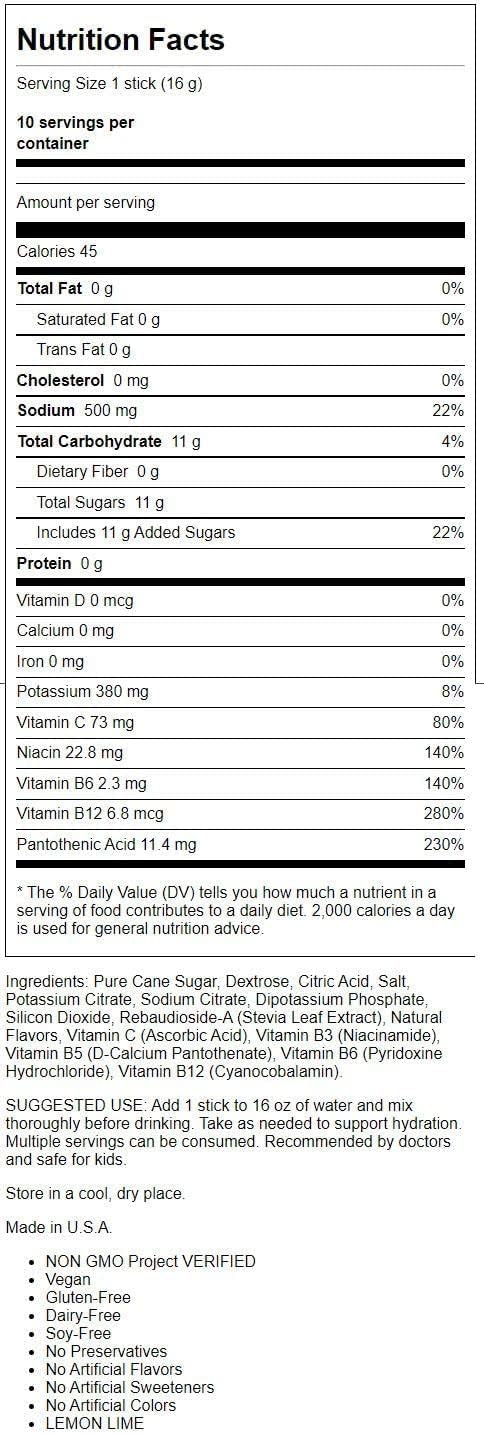 Liquid Iv, Hydration Multiplier Lemon Lime, 0.56 Ounce, 10 Pack