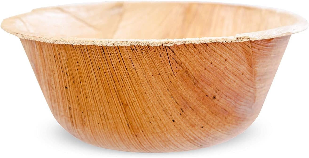 Perfect Six 100% Compostable 5" Diameter Palm Leaf Bowl. Biodegradable, Strong, Disposable and Eco Friendly-25 Bowls