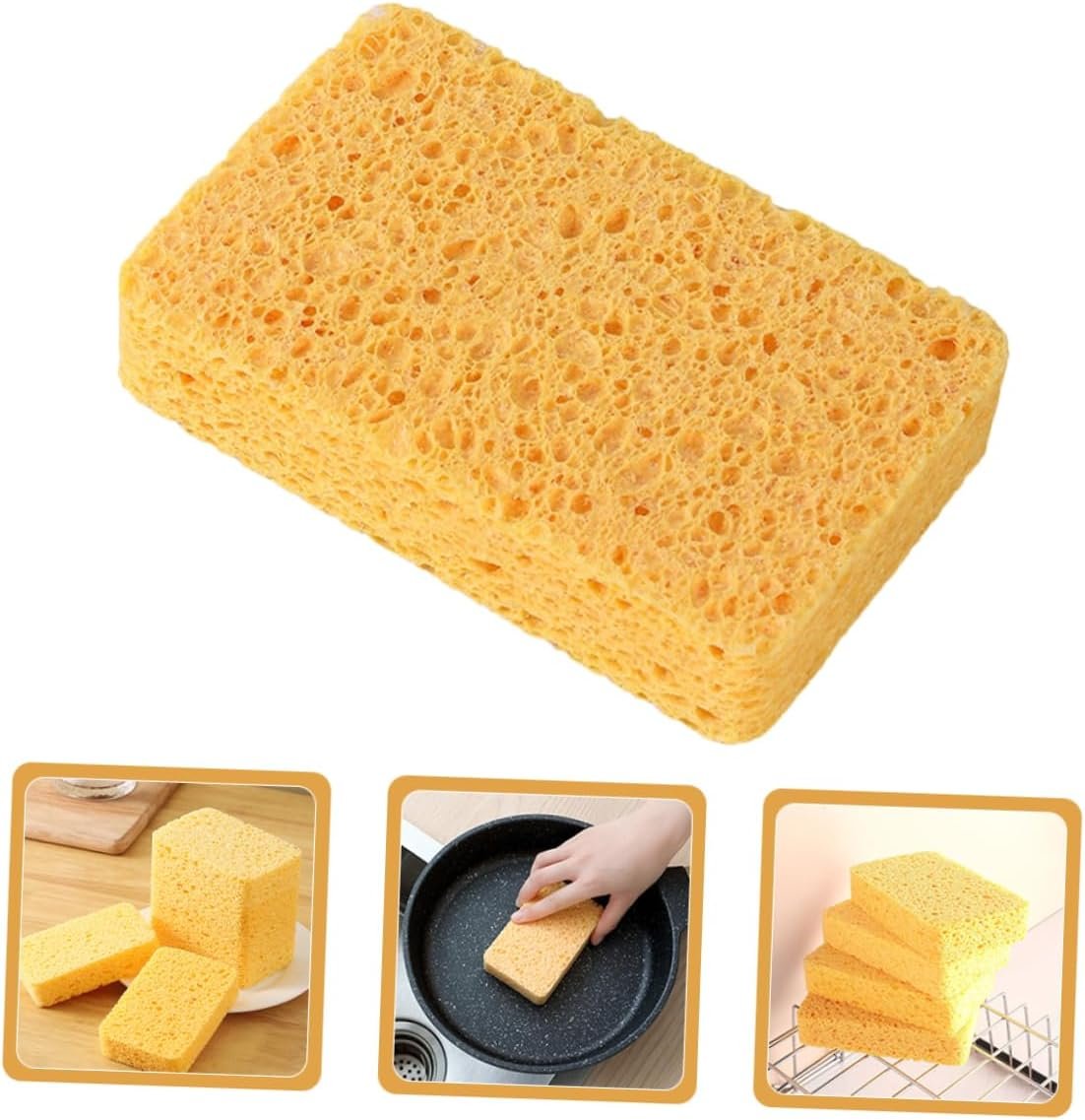 LABRIMP 6pcs Reusable Kitchen Sponge Multi Functional Cleaning Scrub Sponge for Pans Bowls and Cups High
