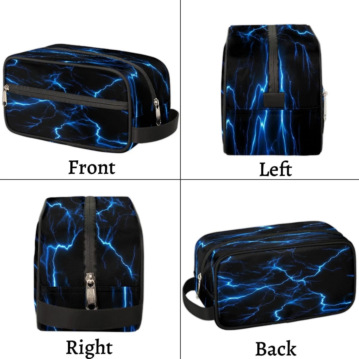 Blue Lightning Bolt Hanging Toiletry Bag,Travel Hygiene Kits for Boys Mens,Waterproof Makeup Carry-on Bags,Cosmetic Bag,TSA Approved Shave Dopp Kit for Toiletries Shower Bathroom Accessories Gifts,