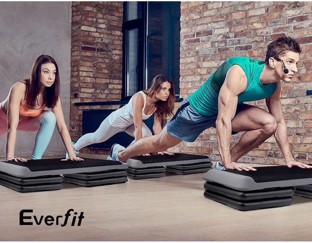 2X Aerobic Step Risers Everfit Add-on Riser Pair for Aerobic Step Platform 5CM Height Commercial-Grade Stack-up Home Gym Cardio Fitness Indoor Workout Exercise Accessory 40cm x 40cm Non-skidding Pad