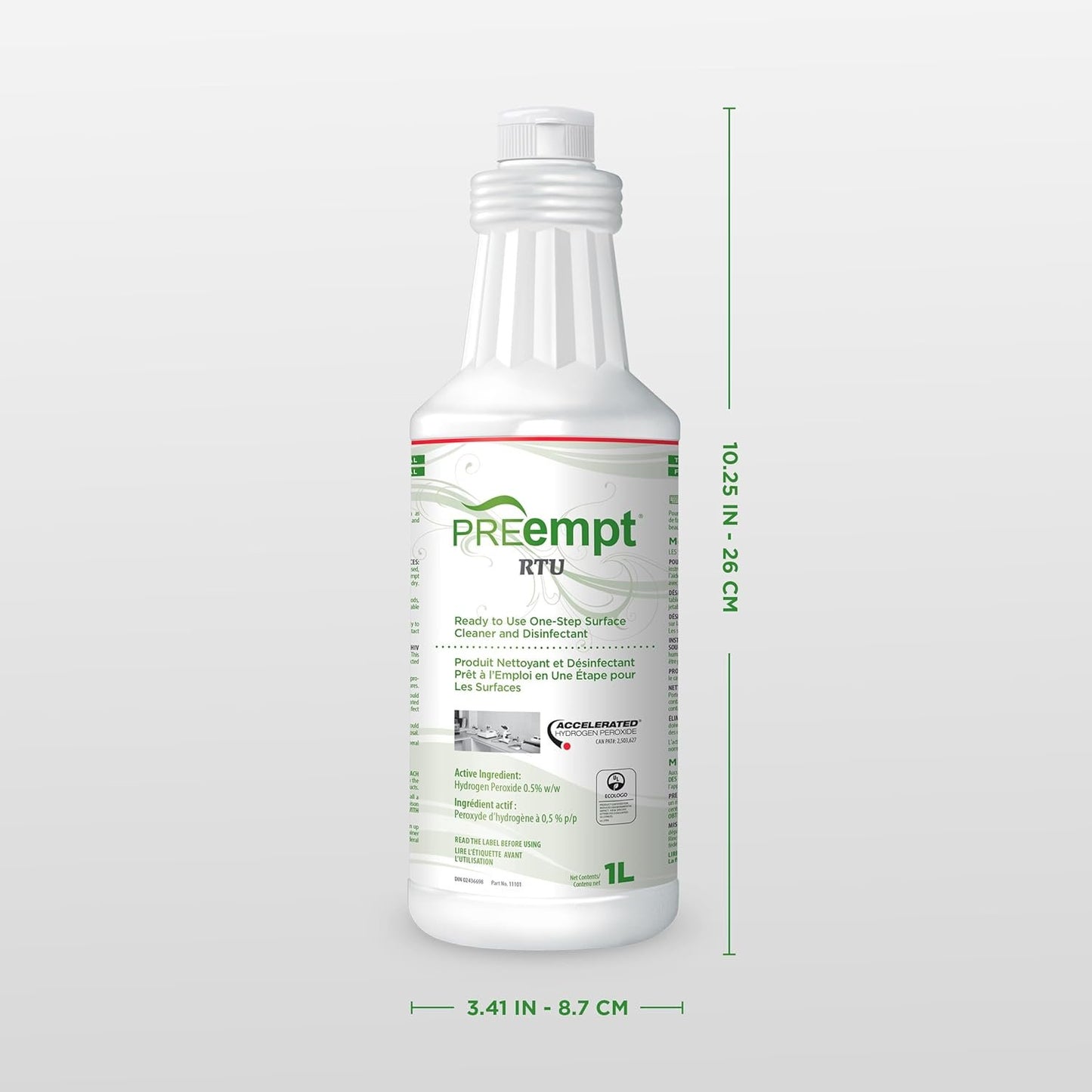 PREempt Ready-To-Use One Step Disinfectant Cleaner - All Purpose Disinfectant for Salons, Spas, Clinics, Studios - 1L (1 Bottle)