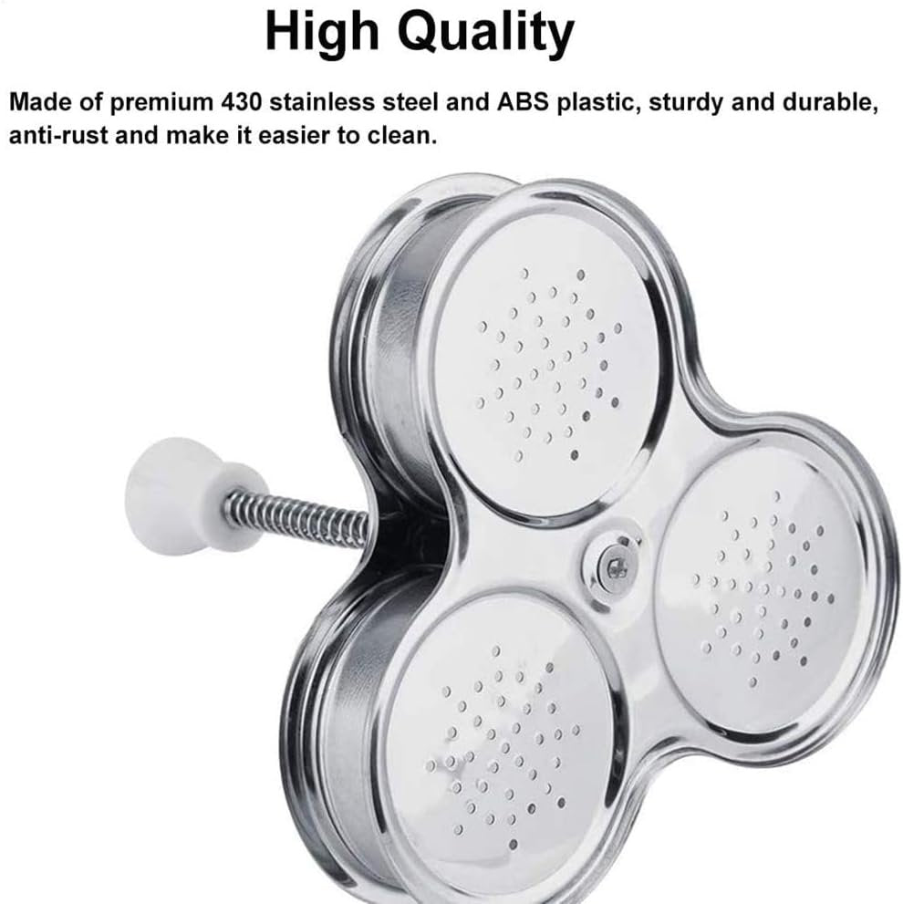 Cuociuova in Camicia, Utensili da Cucina Pentole Antiaderenti per Uova, 3 Griglie in Acciaio Inossidabile, Cottura Rapida, Cuociuova Gadget da Cucina per la Colazione (SILVER)