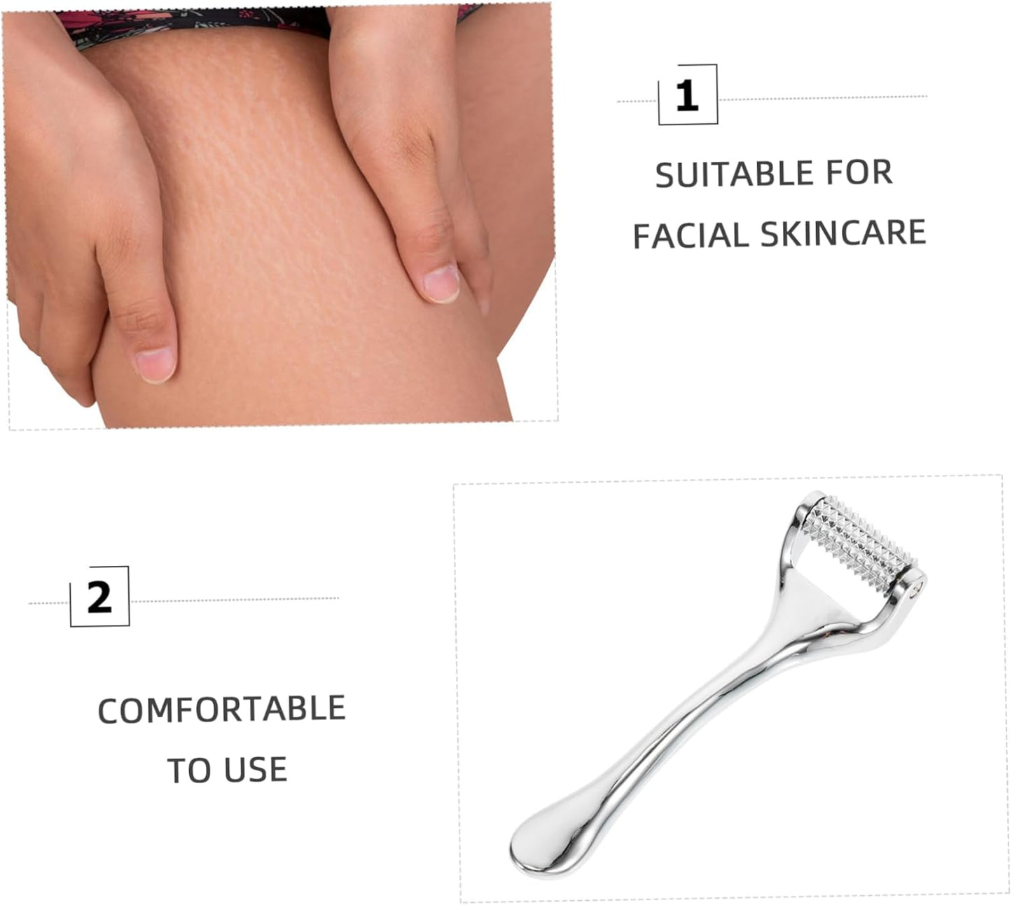Generico 1pc Beauty Device Wrinkle Remover Walker Massager Zinc Alloy Facial Skin Care Cleanser for Skin Care Silver