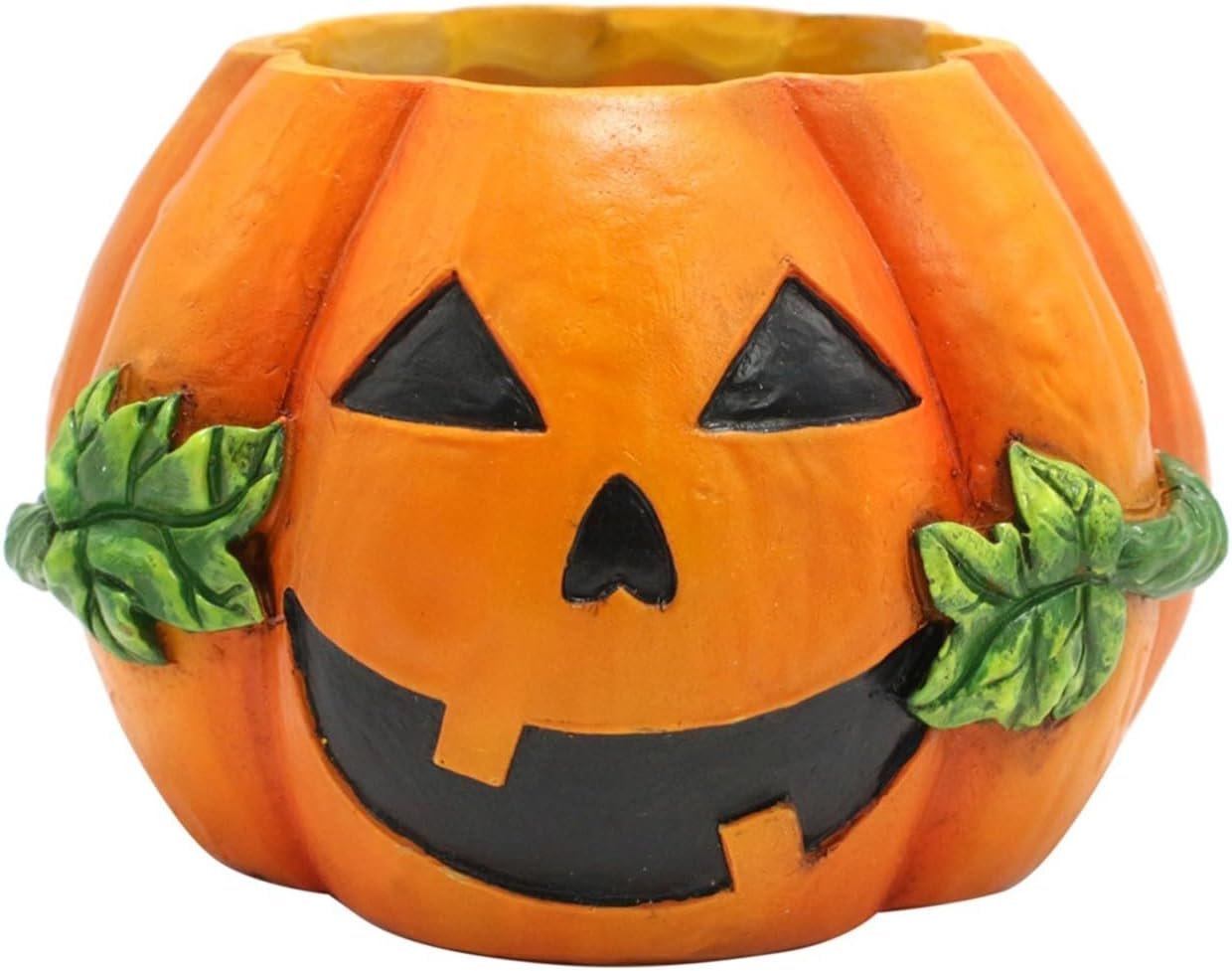 Oggettistica per la Casa Moderna Terrificanti decorazioni di Halloween Fioriera in resina con faccia di zucca per desktop domestico interior design (Orange, 10 9.8 6.8cm)