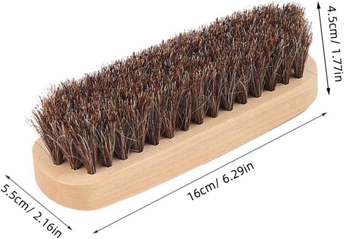 ROMISBABA 1PC Horsehair Shoe Brush with Handle Professional Boot Cleaning Tool for Home and Shop Sturdy Efficient Buffing and High Shine Finish Essential for Shoe Care