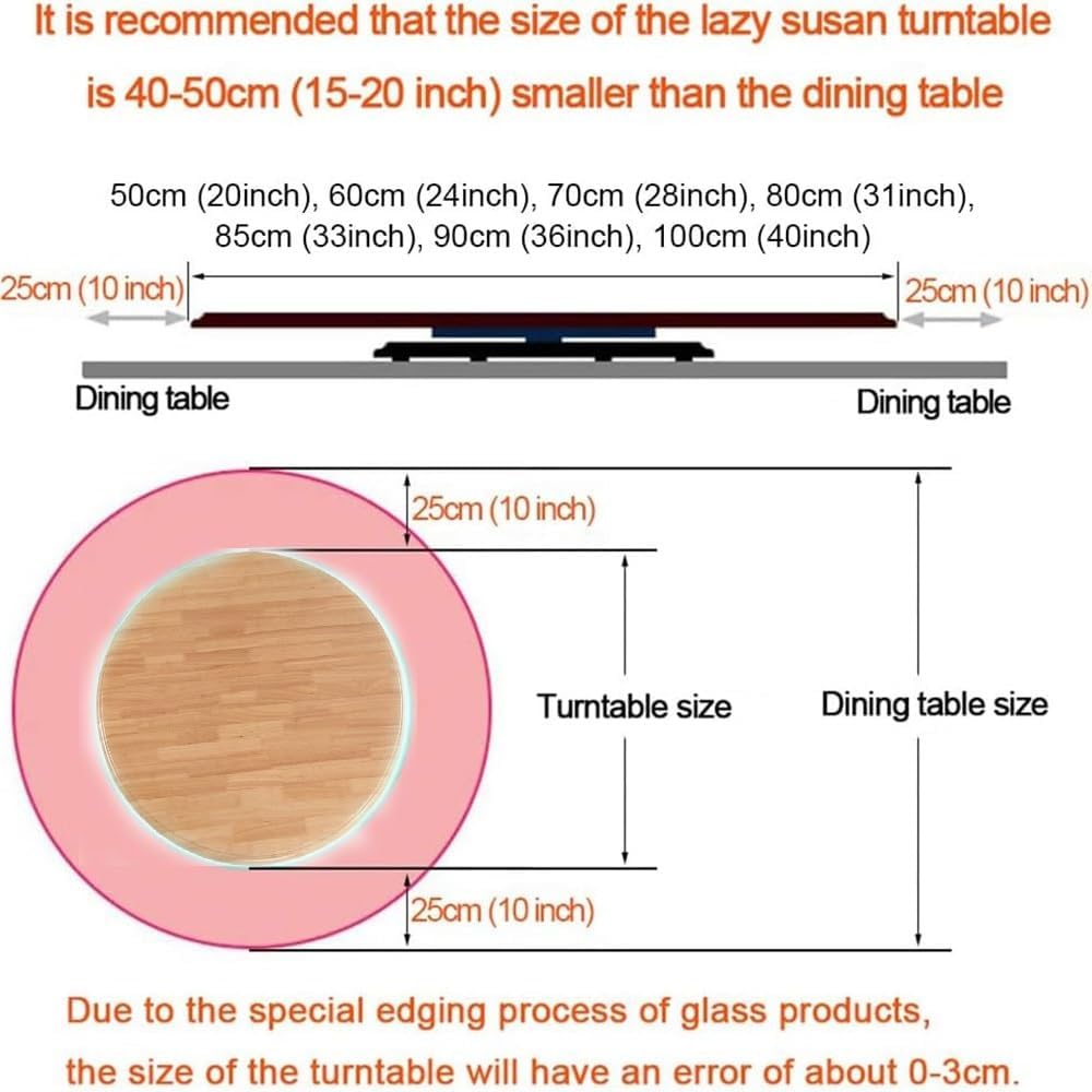 OPOLDBDMAC 30in 40in Lazy Susan Turntable Wood Rotating Dining Table Serving Tray, Oversized Tabletop Swivel Plate for Kitchen Countertop, 360° Rotating Eazy To Share Food(Log,90cm(36in))