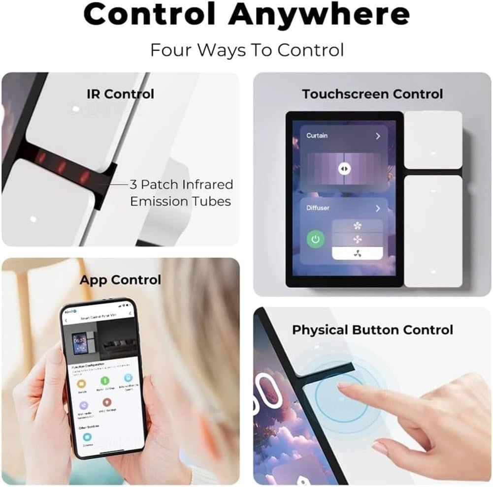 Snblzhef WiFi Tuya Smart Touch Screen 3.5 Inch WiFi Panel Scene Switch Central Controller forIntelligent Home Automation Grey