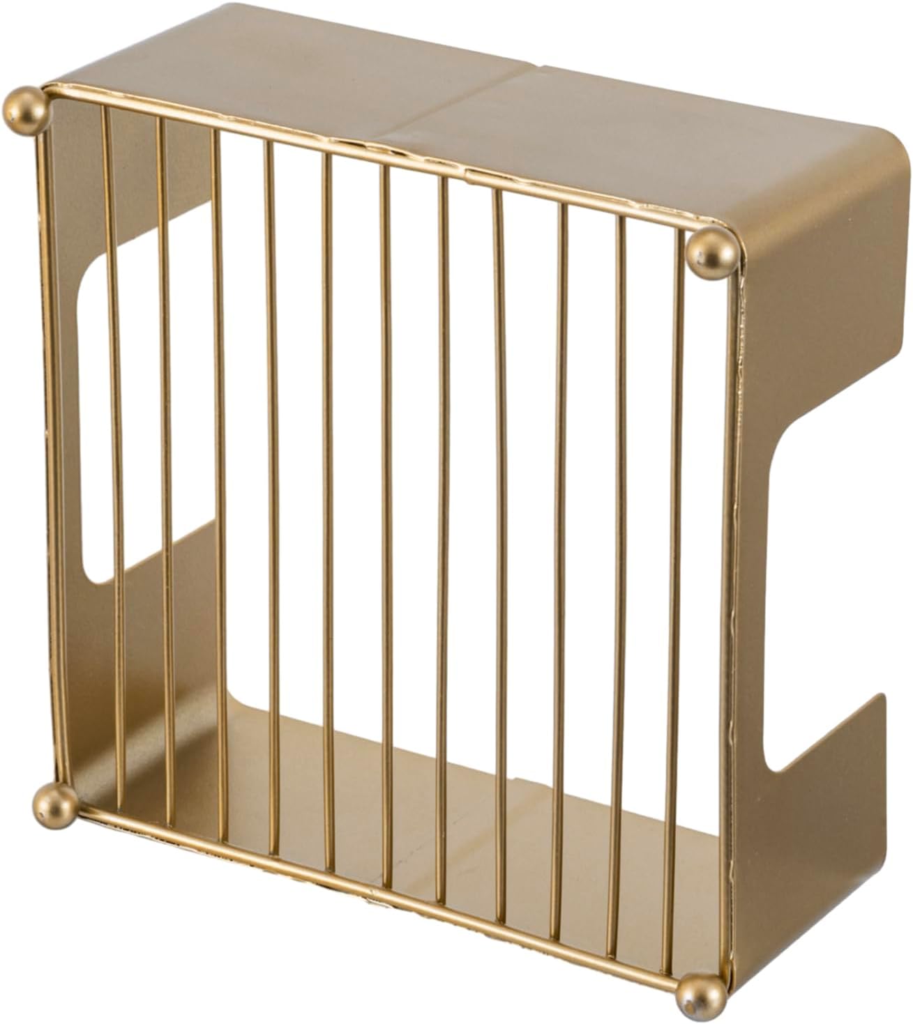 MyGift Modern Metal Square Napkin Holder with Gold-Tone Finish, Tabletop Flat Napkin Dispenser Tray for Kitchen and Dining Table