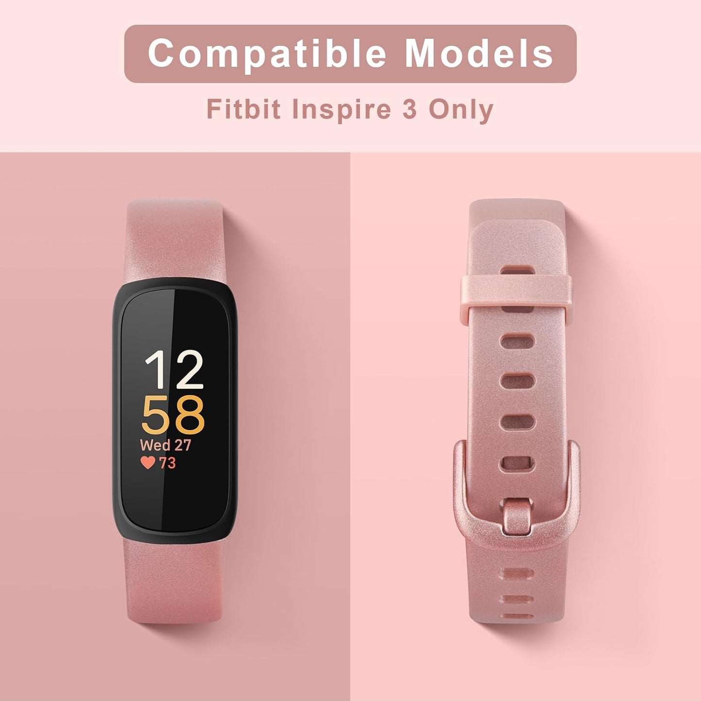8 Pack Compatible with Fitbit Inspire 3 Bands for Women Men, Sport Silicone Adjustable Replacement Straps for Fitbit Inspire 3 Fitness Tracke