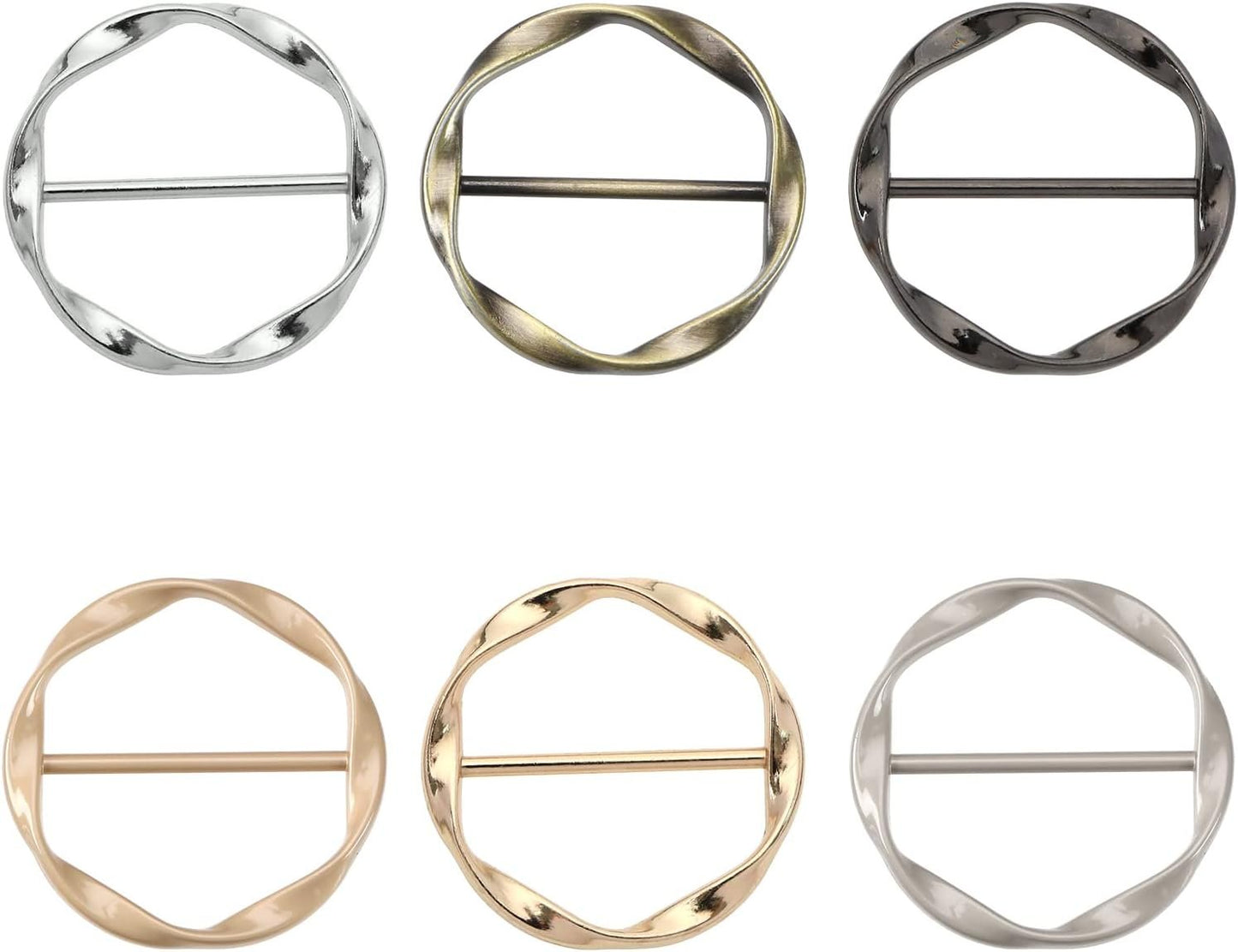 ECSiNG 6PCS T-Shirt Clips Elegant Silk Scarf Ring Clips Neckerchief Buckle Clothes Tie Clips Metal Wrap Holder for Silk Neckerchief Clothing Accessories 6 Colours