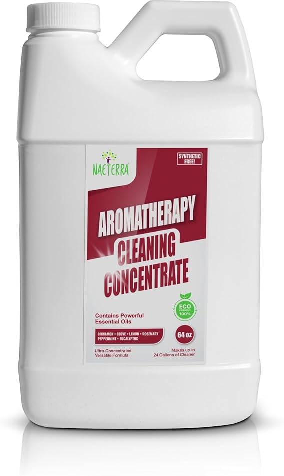 Naeterra Aromatherapy Cleaning Concentrate 64 oz makes 24 Gallons of Natural, Eco-Friendly Multi-Surface Cleaner loaded with Essential Oils – Non-Toxic, Synthetic Free Powerful & Refreshing Clean