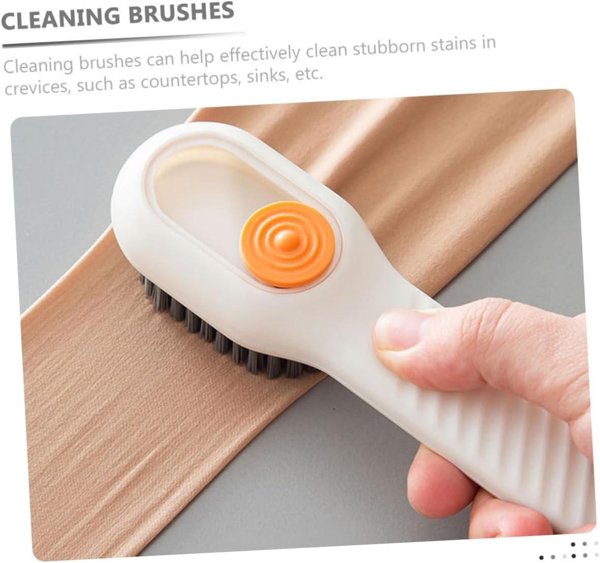FOMIYES 2sets Multi-use Cleaning Brush Set Laundry Tile Shoe Brush Soap Dispenser Storage Plastic Soft Bristles Home Cleaning Essential 2pcs*2