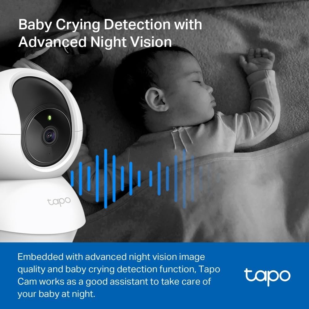 TP-Link Tapo Pan/Tilt AI Smart Home Security Wi-Fi Camera, Baby Monitor, 1080P, Motion & Person Detection, Night Vision, SD Card Slot, Voice Control, No Hub Required, 2-Pack (Tapo C200P2)