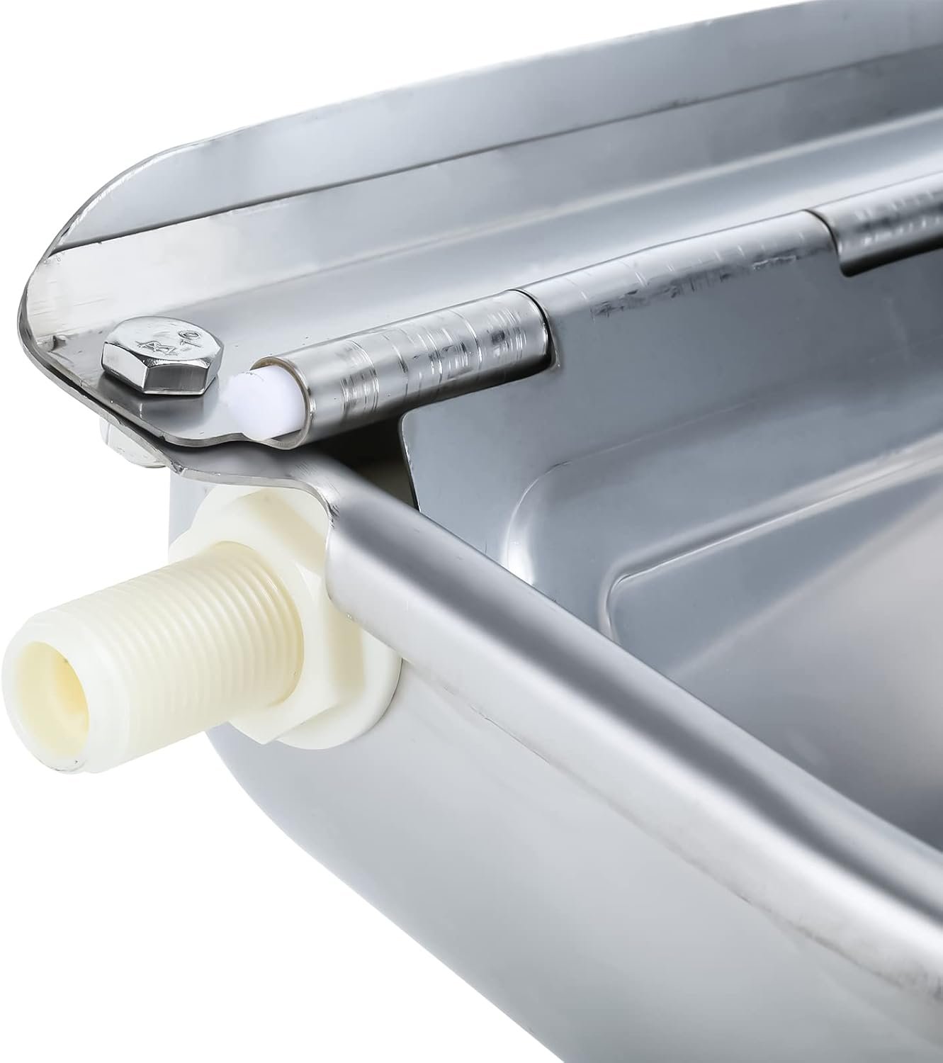 Mono-gatari Automatic Waterer Water Bowl Farm Livestock Stainless Steel Animal Drinking Water Bowl for Pigs Horse Cattle Goat Sheep Dog (with Drainage Hole, with Float Valve)