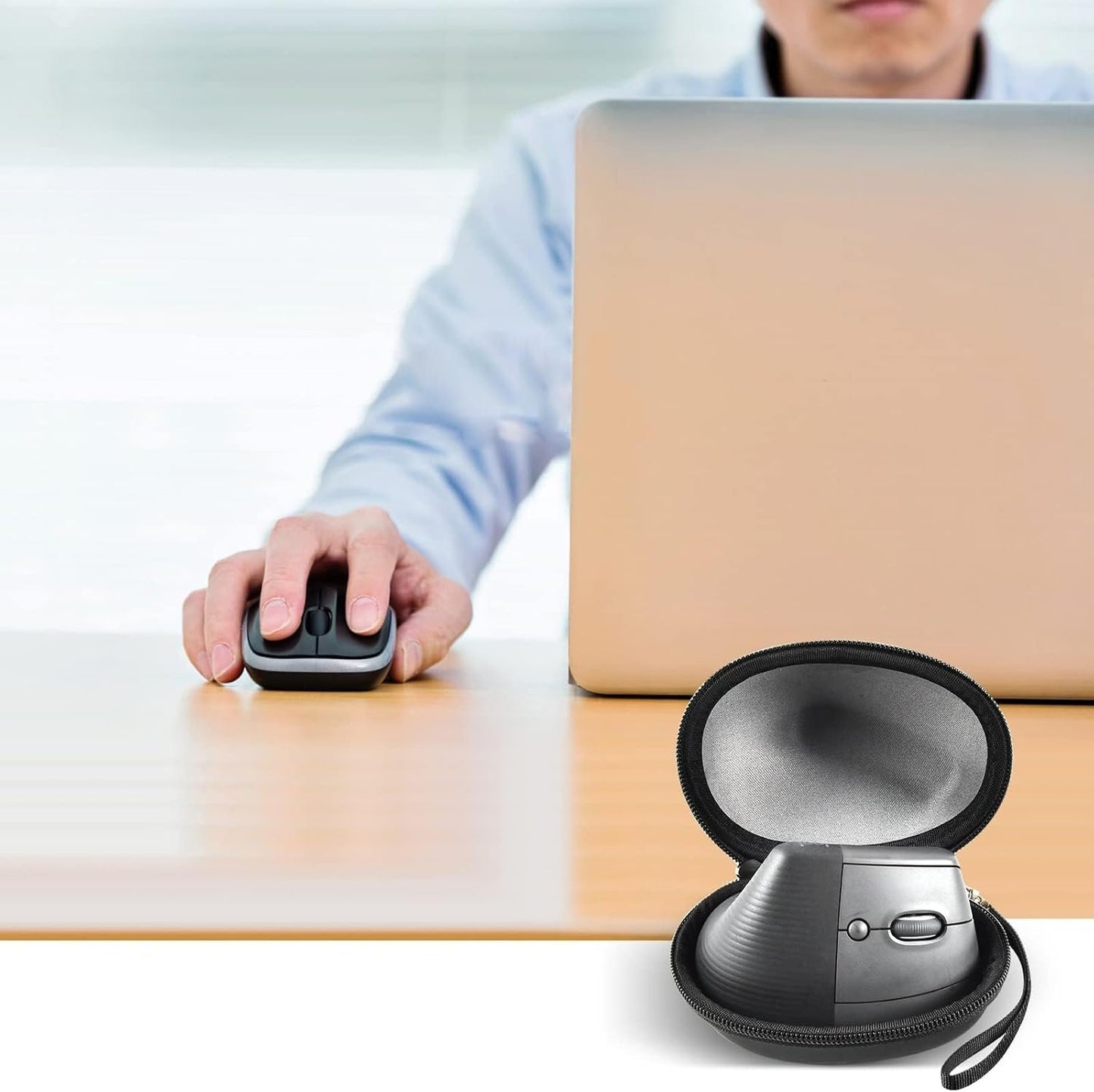 ANKHOH Case for Logitech Lift Vertical Ergonomic Mouse, Travel Carrying Holder Storage Box for Logi Wireless Bluetooth Cordless Upright Mouse - Bag Only (Black)