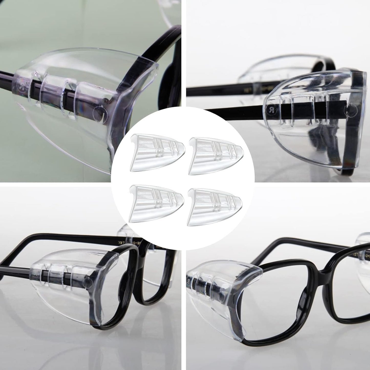 SenZee Glasses Side Shields, 2 Pairs Transparent Glasses Side Protector, Fits Small to Medium Eyeglasses, Easy to Use, Protective