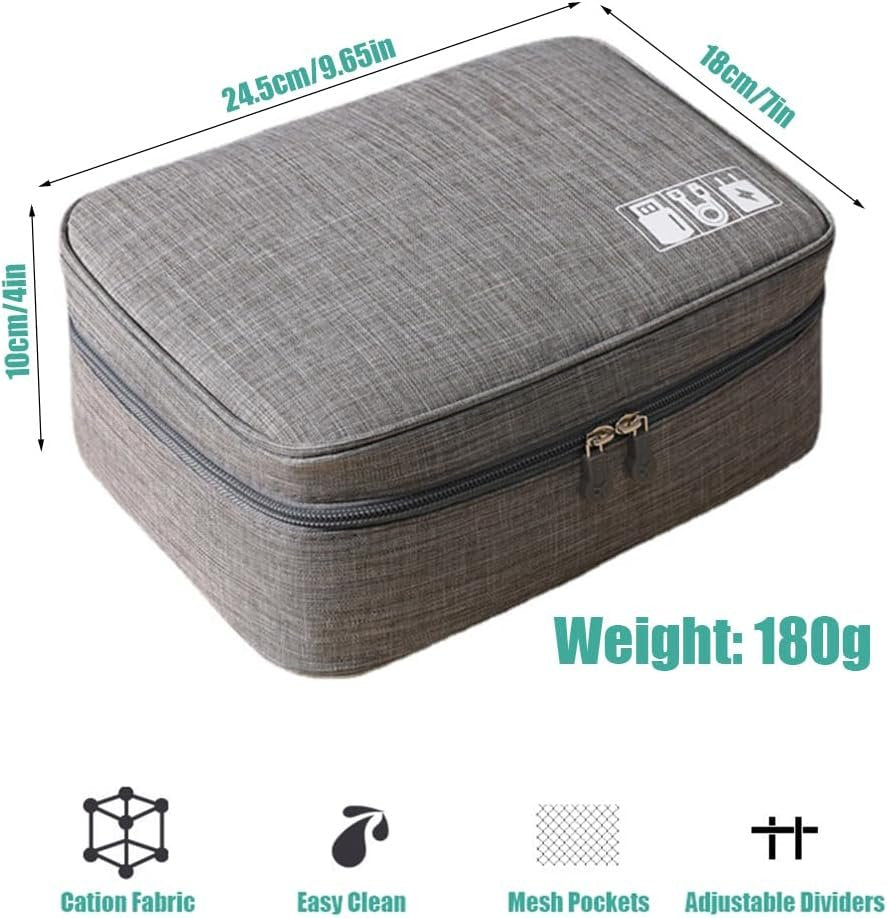 Electronics Organizer Travel Universal Cable Organizer Bag Waterproof Electronics Accessories Portable Storage Cases for Cable, Charger, Phone, USB, SD Card, Hard Drives, Power Bank