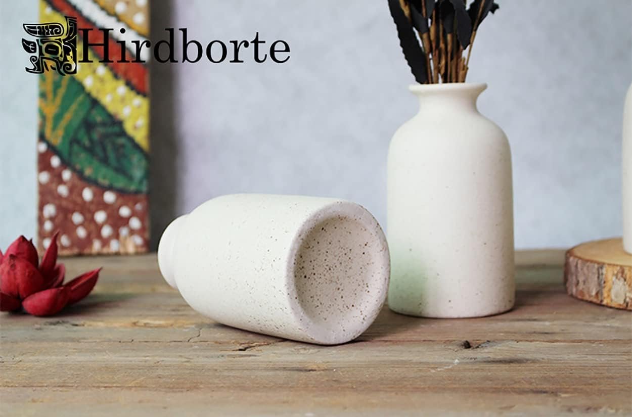 2Pcs Ceramic Decorative Vase, Farmhouse Decor Small Flower Vases Coarse Ceramics Room Home Modern Farmhouses, Ideal Shelf Table Bookshelf Decorations (Off-whitex2)