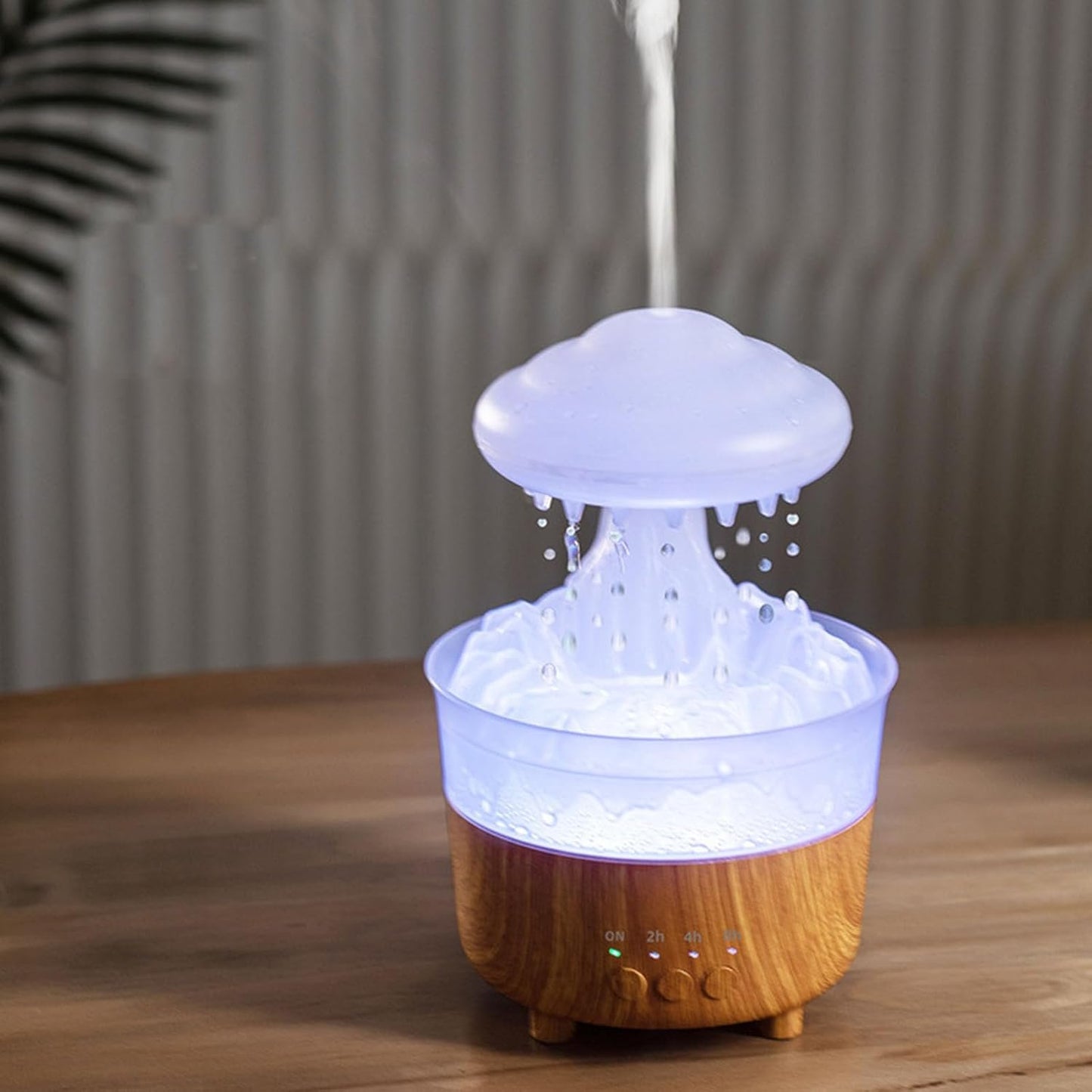 Rain Cloud Humidifier Water Drip, Aromatherapy Essential Oil Diffuser with 7 Colorful LED Lights, Remote Control, Desktop Mushroom Oil Diffuser Gift for Sleeping Relaxing (Wood