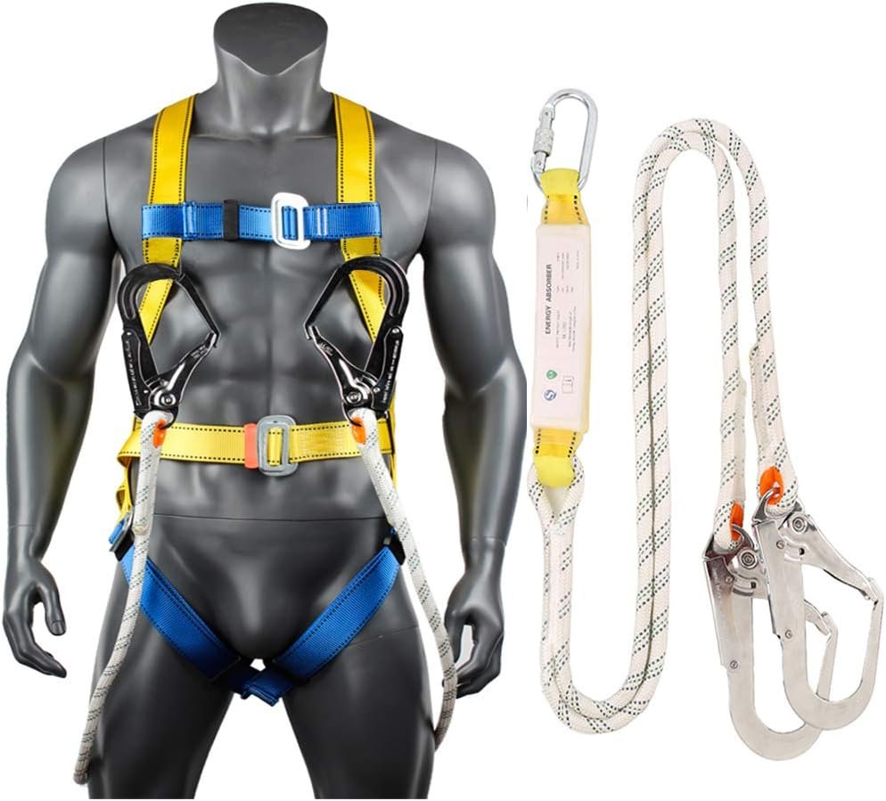 Full Body Safety Harness Tool Fall Protection with D-Rings and Waist Belt,Universal Personal Protective Equipment