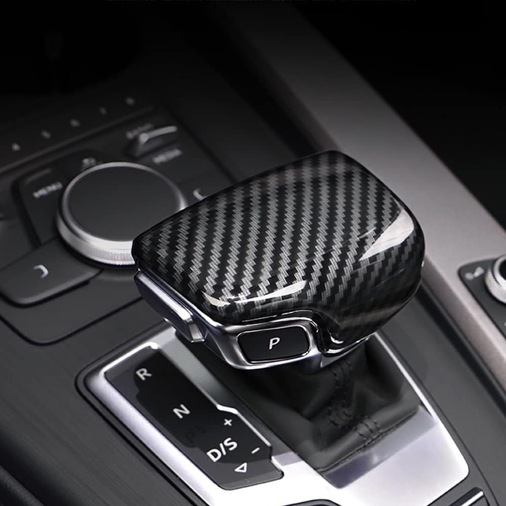 AUTO-P Suitable for Audi 2017-up A4 A5 S5 RS5 Q7, 2018-up Q5 Shift knob Cover Shell Interior Modification (ABS Carbon Fiber Plaid) (A)