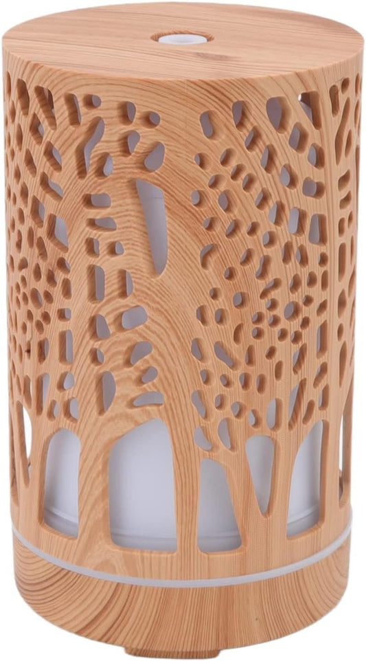 200ml Essential Oil Diffuser, Remote Control Wood Grain Air Aroma Diffuser, Fragrant Oil Humidifier Vaporizer with 7 LED Color Light for Home (US-Wooden)