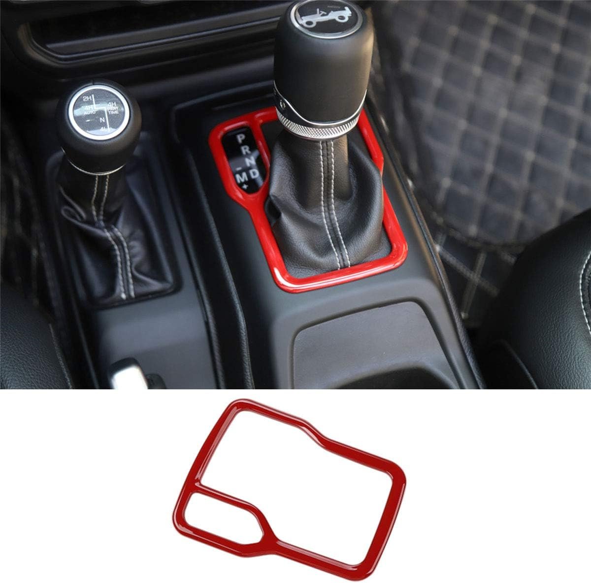 ZTYCKJ 2-Pack Gear Box Cup Holder Trim Ring Compatible with Jeep Wrangler JL JLU Gladiator JT 2018 2019 2020 2021 2022 2023 2024 2025 Red Interior Accessories