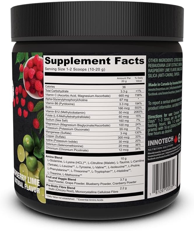 Innotech Nutrition Fasting Days Intermittent Fasting Drink Mix - Raspberry Lime - 360 g