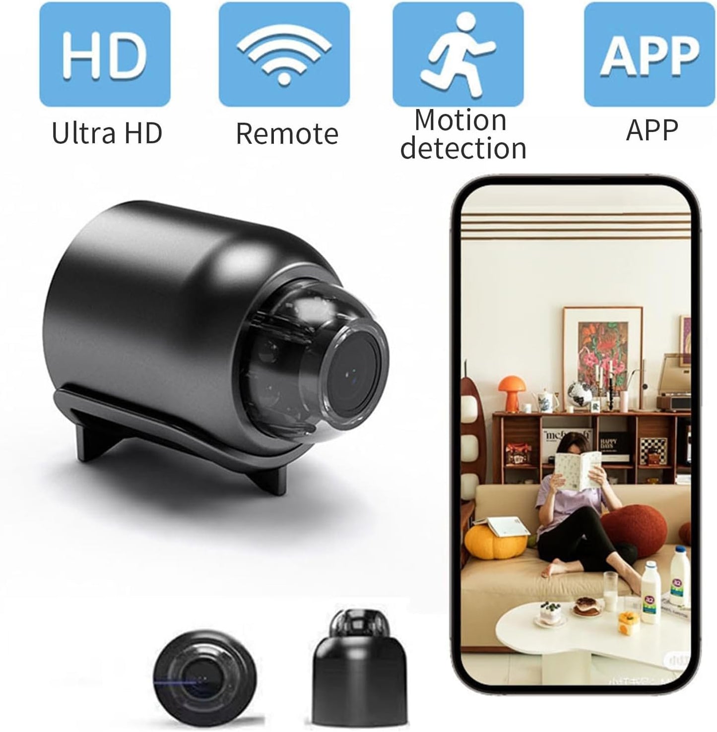 5G Wireless WiFi Camera, Hidden Camera, Mini Security Camera, with Night Vision, with Mobile App, Real-Time View, Suitable for Home/Office/Indoor/Outdoor (1 Pack)
