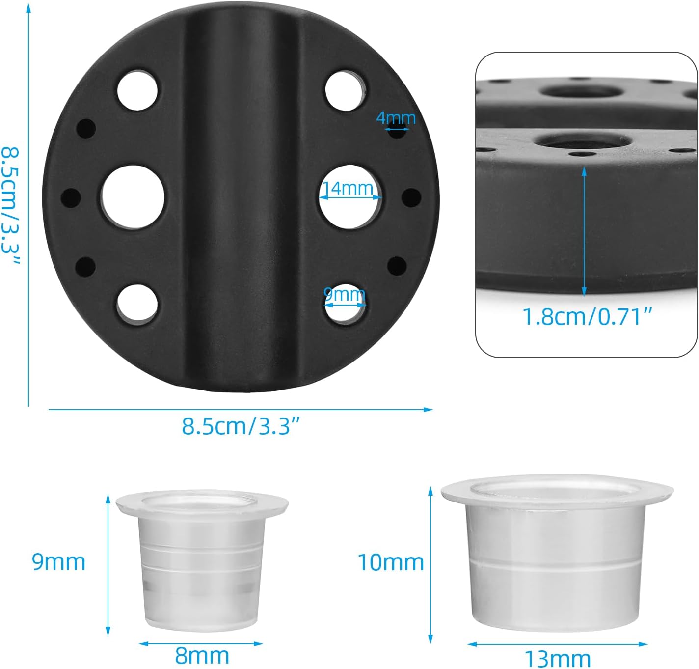 ATOMUS Black Tattoo Pen Stand Silicone Microblading Pigment Ink Cup Holder Makeup Tattoo Accessories Organiser Tattoo Tool Holder with 50pcs S M Pigment Cups