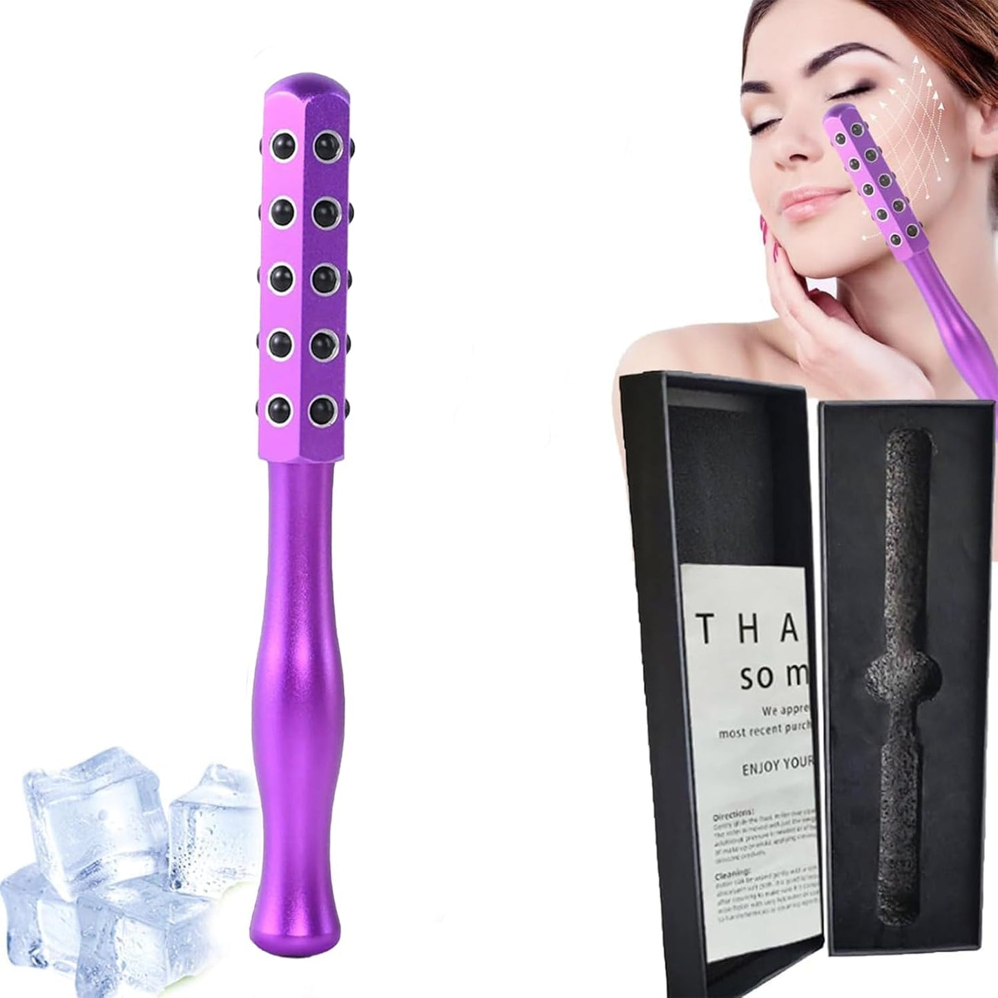 Elarique Glow Sculpting - Beauty Roller, Germanium Stone Uplifting Face Massager Roller, Beauty Rolleres for Face, Eye, Chin Neck Skin Care Anti Aging Wrinkles Reduces (Purple,1pc)