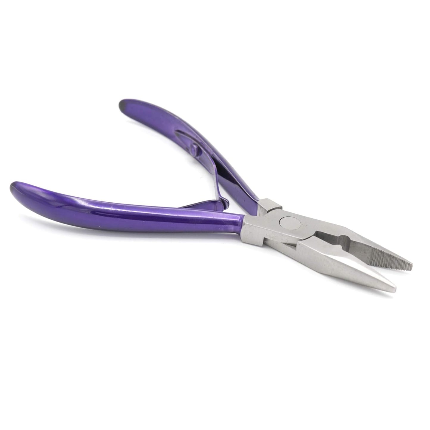Professional Hair Extension & Beading Tool Kit Remove Plier Set for beads (4 Piece) I-Link Micro Ring Loop Needle Pulling Hook Threader Wire for Silicone Rings (Purple)