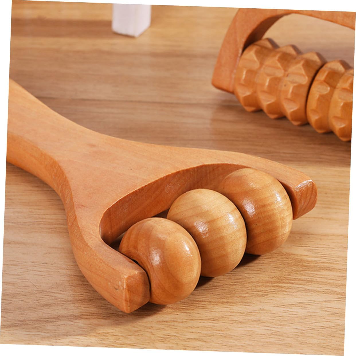 WRITWAA 1 Set Strumento A Rulli Massaggi Attrezzo Massaggiatore A Per Piedi Massaggiatore Cervicale Strumento Di Massaggio Manuale Strumenti Di Massaggio Corporeo Di Legno 2 Pezzi