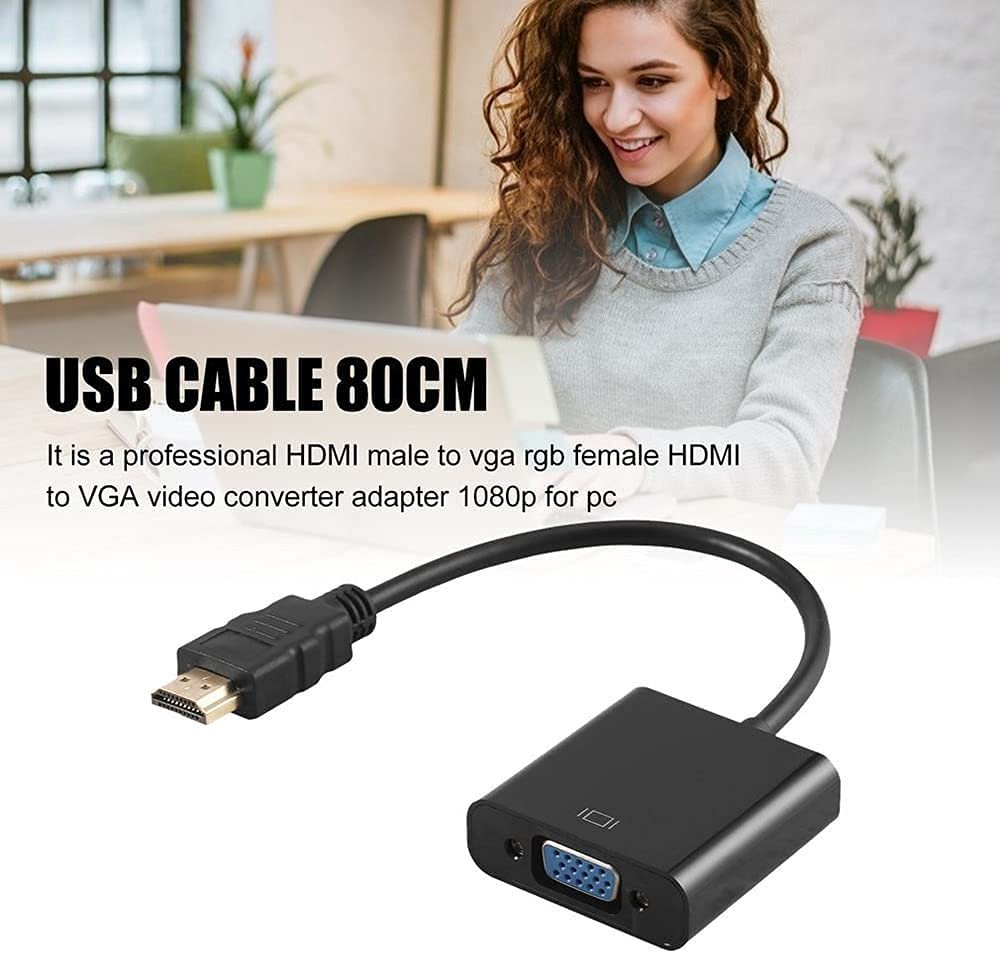 hsy HDMI to VGA Adapter,HD 1080P HDMI to VGA Adapter Converter Cable HDMI Male to VGA Famale Digital Analog Converter for Tablet Laptop PC TV (Black)