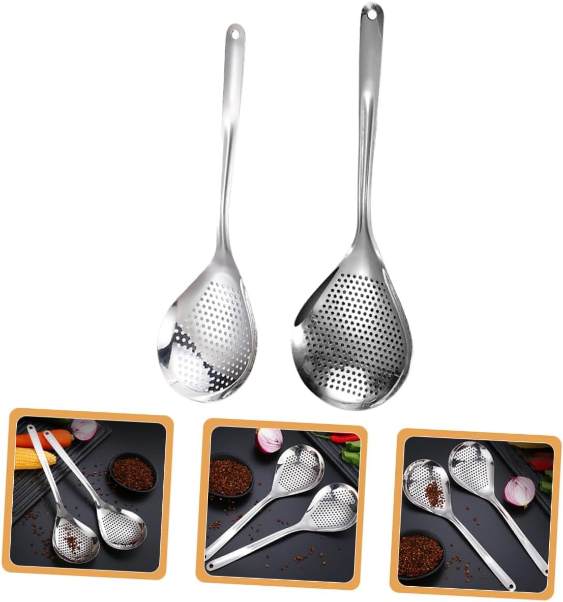 LIFKOME 2 Pezzi Cucchiaio Per Pasta E Noodles in Acciaio Inossidabile Colino Cucina Gadget Utensili Cucina Per Spaghetti E Altri Cibi