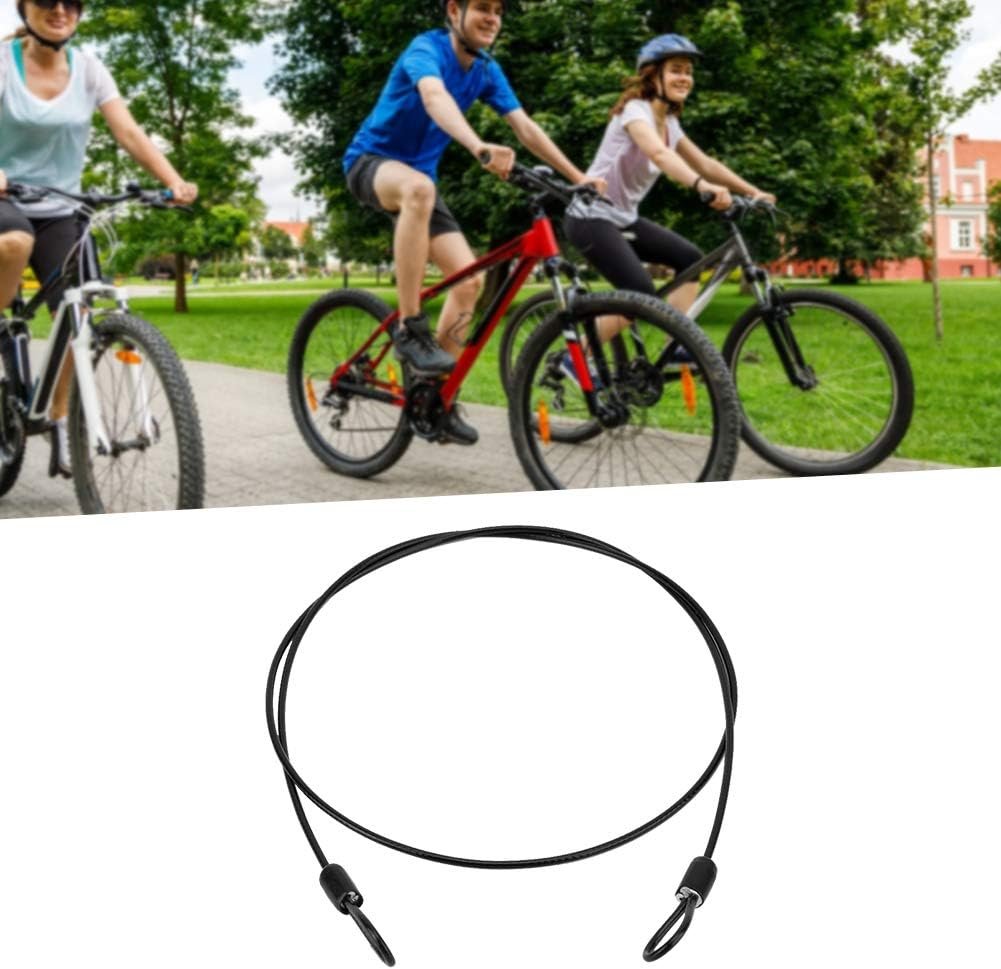 Outdoor Travel Security Cable Lock, 100CM/3.3ft 2mm Internal Steel Wire + External Plastic Bike Scooter Lock, Braided Steel Coated Safety Cable Luggage Lock,Safety Cable Wire Rope (Black)