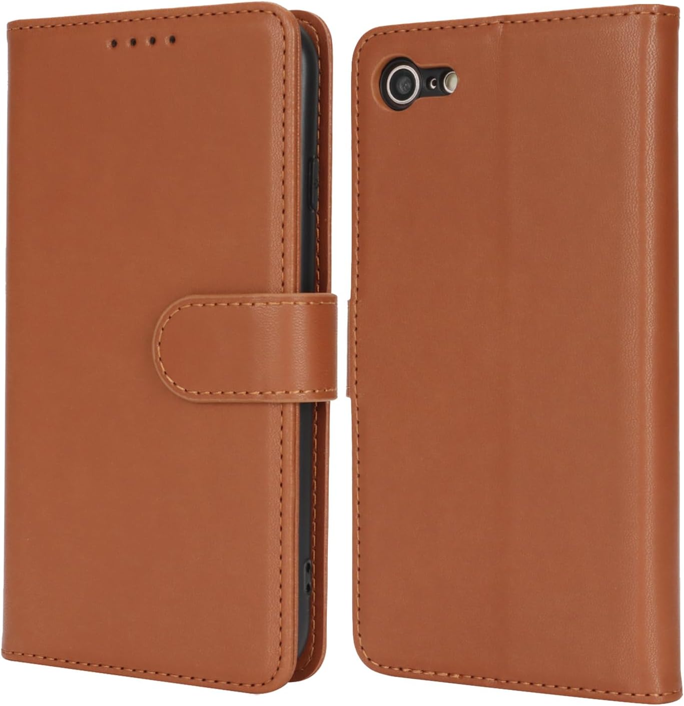 Cavor for iPhone 7/8 Case iPhone SE 2020/ SE 2022 Case Leather Wallet Folio Flip Cover with Kickstand and Photo Holder Card Slots Protective Shockproof Phone Cases-Light Brown