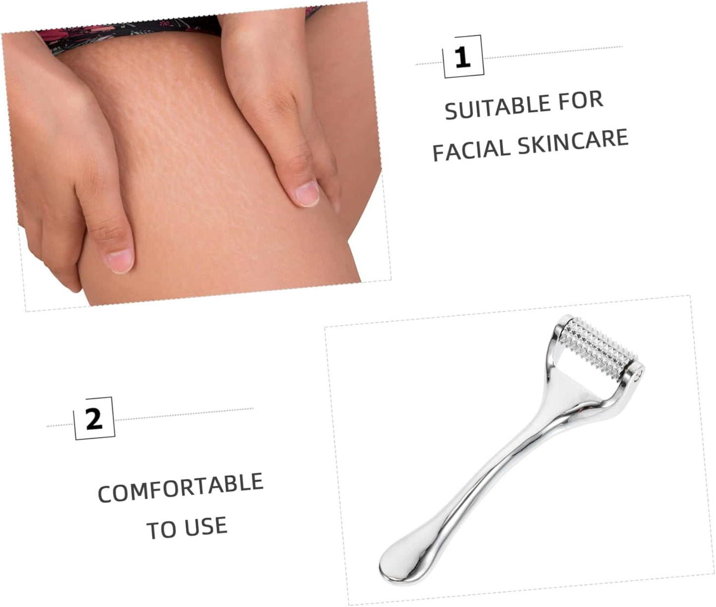 Baluue 1 Pc Beauty Wrinkle Remover Stretch Marks Massager Beuty Epilskin Derma Zinc Alloy Pin A for Skin Care Silver