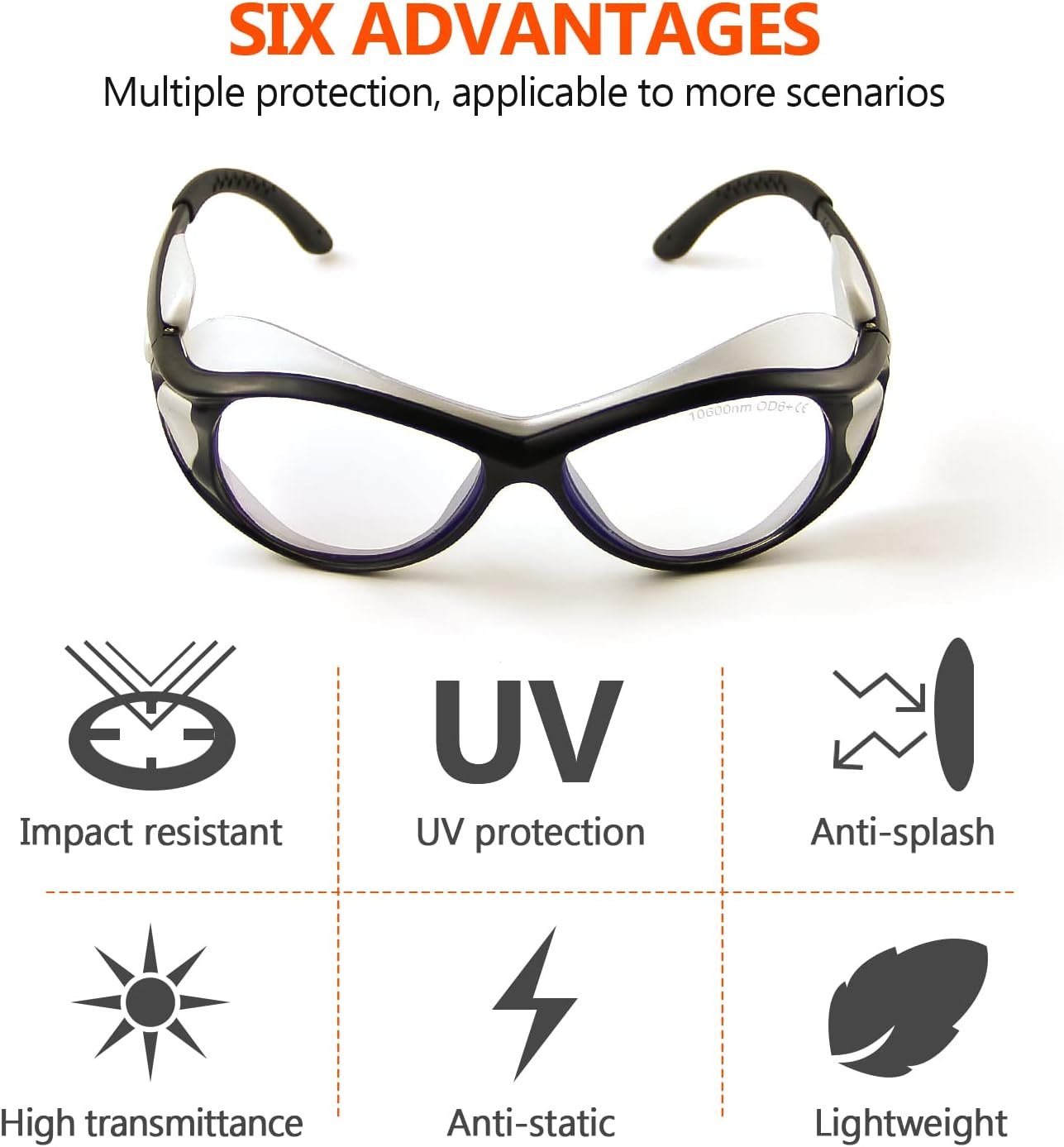 10600nm CO2 Laser Safety Protective Goggles 10600nm Laser Glasses Eye Protection Reflective Laser Glasses CO2 Laser Cutting Machine,9000-11000nm Glasses for Laser Protection with DIN CERTCO Certified