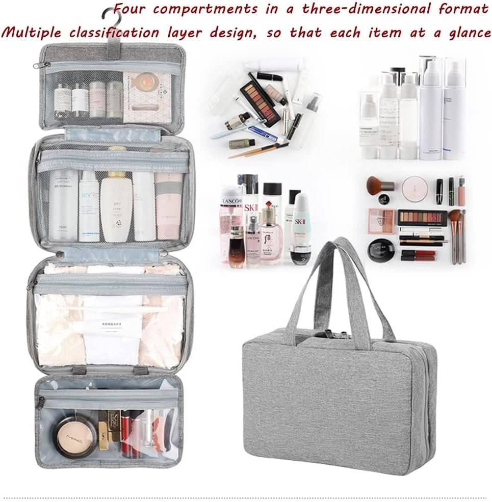 Travel Toiletry Bag,Hanging Travel Toiletry Bag with Hook,Hanging Toiletry Bag,Resistant Travel Cosmetic Bag Foldable Hygiene Bag for Toiletries, Cosmetics, Makeup, Brushes, Shower